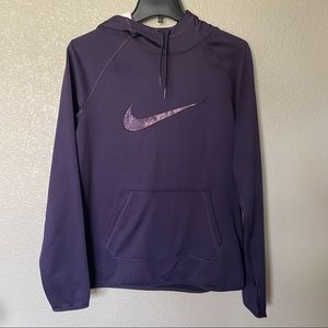 Women’s dri-fit Nike purple swoosh hoodie with pocket size Medium